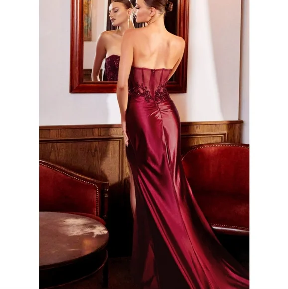 Champagne Gold Fitted Sheath Floor Length Evening Dress